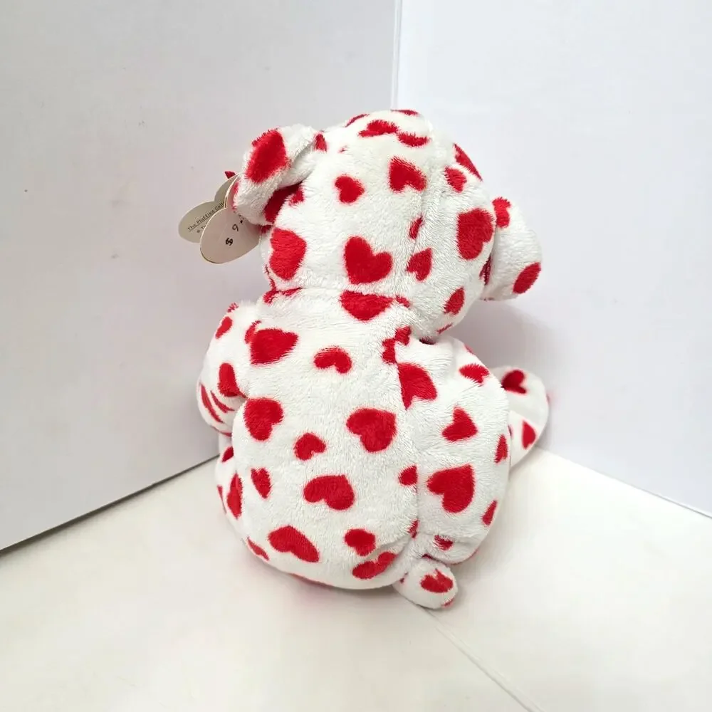 Ty Pluffies Dreamsy Bear 2007 Tylux White W/Red Hearts Valentines Day Plush Tags